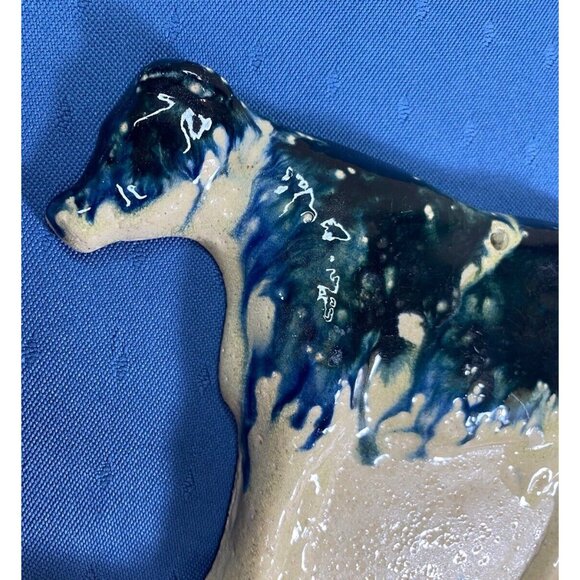 Monroe Salt Works Salt Glazed Hanging Cow Drip Glaze Toothbrush or Pen Holder - Picture 2 of 5